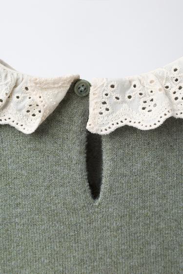PULL EN MAILLE À DENTELLE - Vert clair de Zara - Image 3