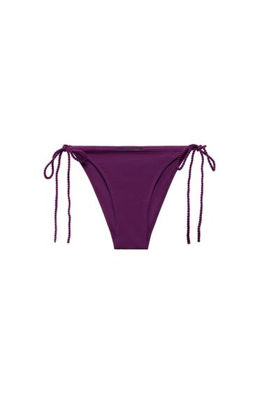 BIKINI BOTTOMS WITH BOW TIES - Aubergine by Zara