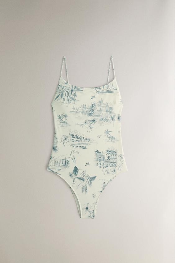 MAILLOT DE BAIN PLAGE TOILE DE JOUY Écru ZARA Canada