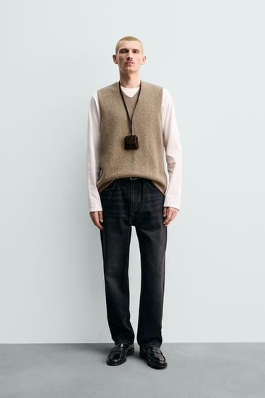 BUTTON-UP KNIT VEST - Beige by Zara - Image 0