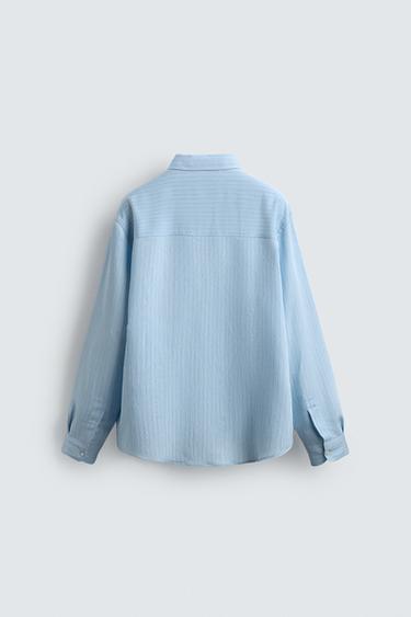 CHEMISE FLUIDE À RAYURES - Bleu clair de Zara - Image 8
