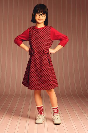 CHECKED DRESS WITH BOWS - Red by Zara