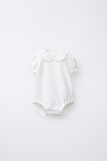 BODYSUIT CỔ THÊU HỌA TIẾT - Màu nâu nhạt từ Zara