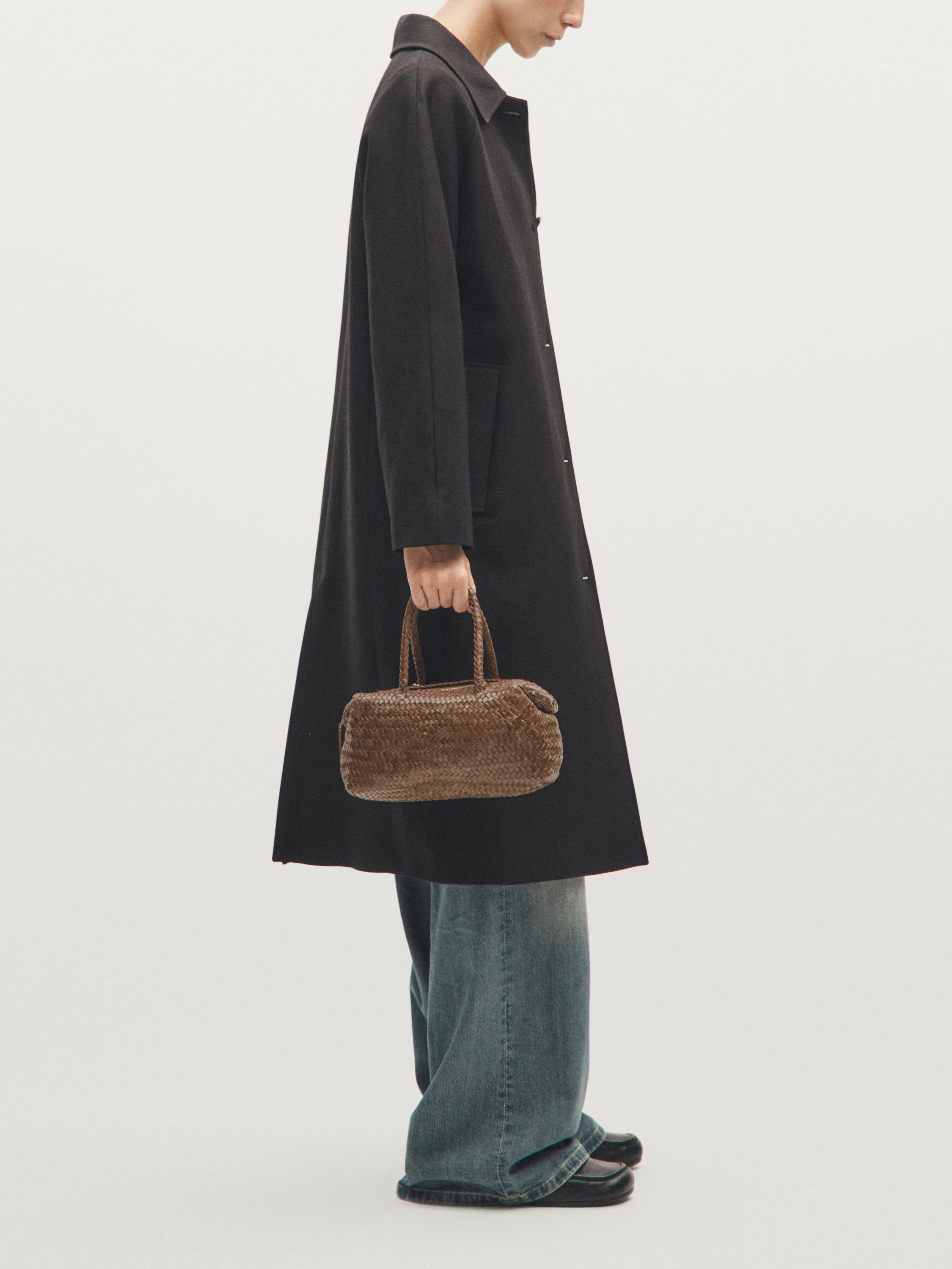 Petit sac satchel tressé en cuir nappa