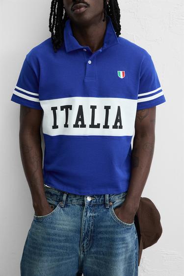 COLOUR BLOCK FLAG POLO SHIRT - Blue by Zara - Image 5