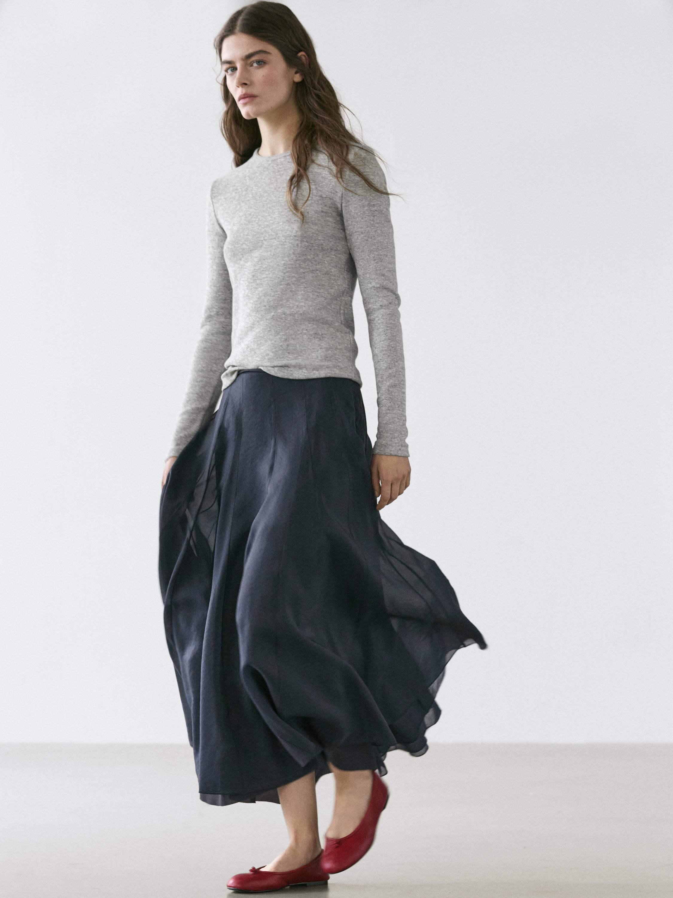 Midi skirt with pintucks
