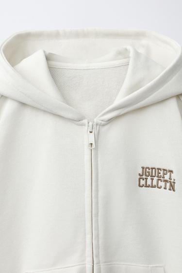 ZIP-UP SPORTY HOODIE - Ecru by Zara - Image 2