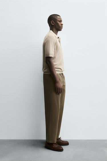 POLO EN MAILLE NACRÉE - Marron clair de Zara - Image 3