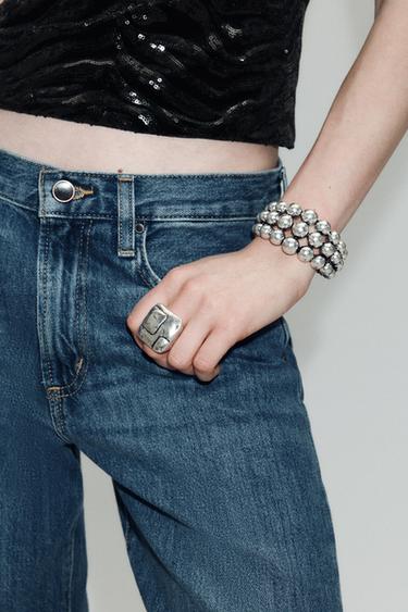 2 PACK RECTANGULAR MAXI RINGS - Silver by Zara