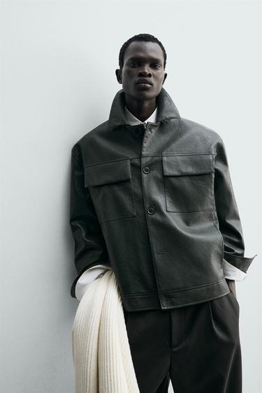 BLOUSON EN MATIÈRE SYNTHÉTIQUE - Vert canard de Zara - Image 6