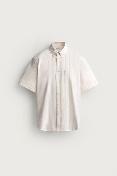 CAMISA REGULAR FIT JACQUARD RAYAS - Crudo de Zara