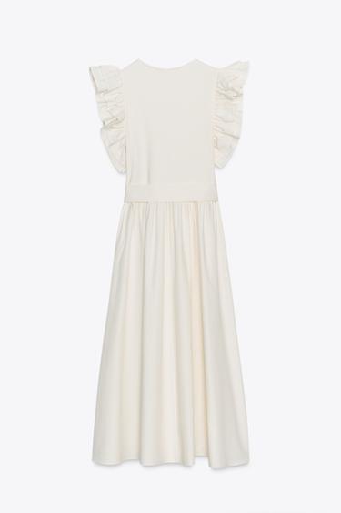 RUFFLED CONTRAST DRESS - Ecru by Zara - Image 6