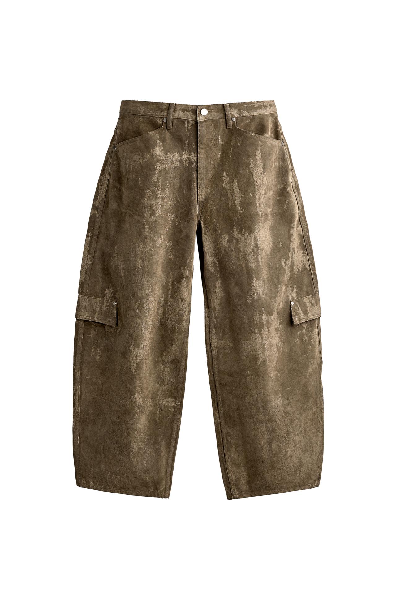 FLOCKED BALLOON FIT CARGO TROUSERS
