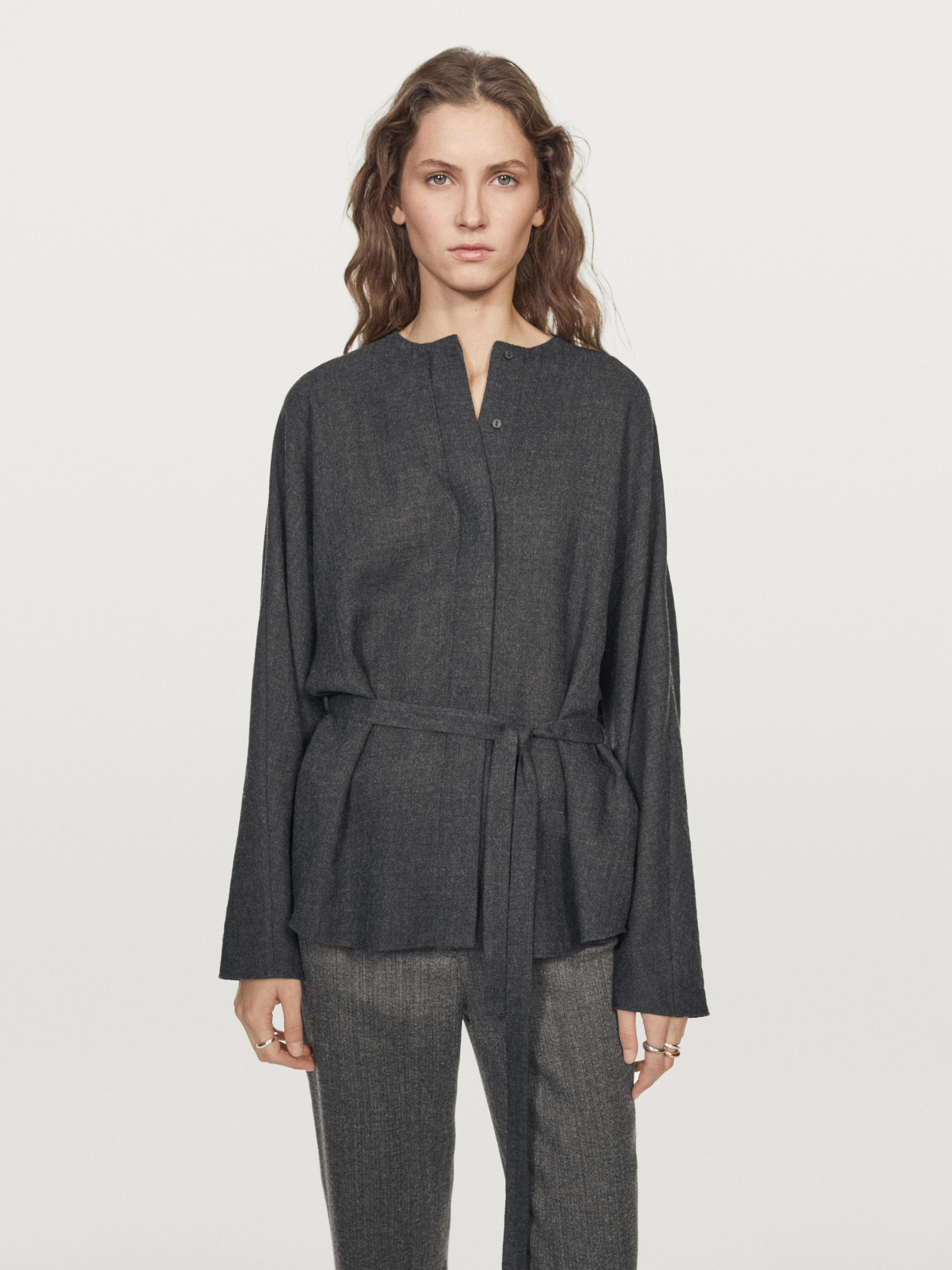 Felt texture shirt with tie detail