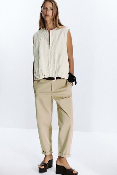 Zara EMBROIDERED VEST - Ecru