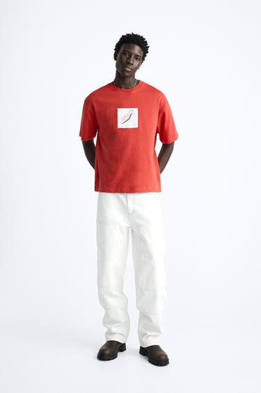 CONTRAST PRINT T-SHIRT - Red by Zara - Image 0