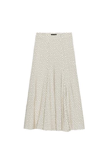 GONNA MIDI FLUIDA A POIS - Ecrù / Nero di Zara