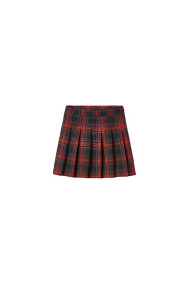 PLAID BOX PLEAT SKIRT