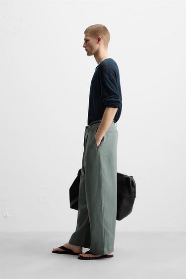 100% LINEN SUIT TROUSERS - Grey green by Zara - Image 3