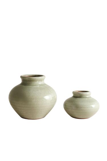 SMALL TERRACOTTA VASE - Blue / Green by Zara