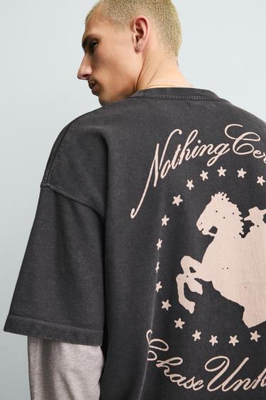 WASHED HORSE GRAPHIC SWEATSHIRT - Anthracite grey by Zara - Image 4