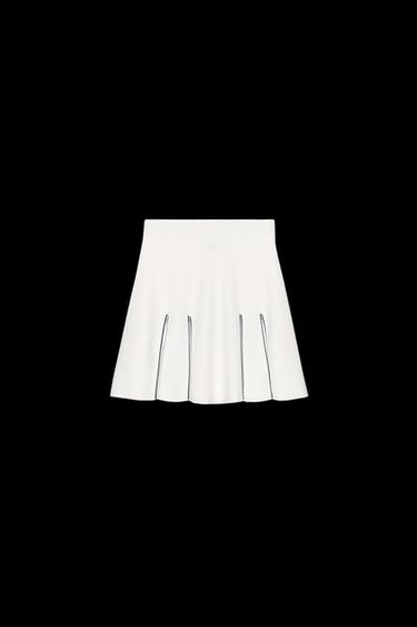 Zara CONTRAST TRIM KNIT MINI SKIRT - White - Image 0