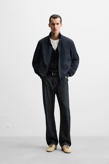 Zara TECHNICAL BOMBER JACKET - Navy blue