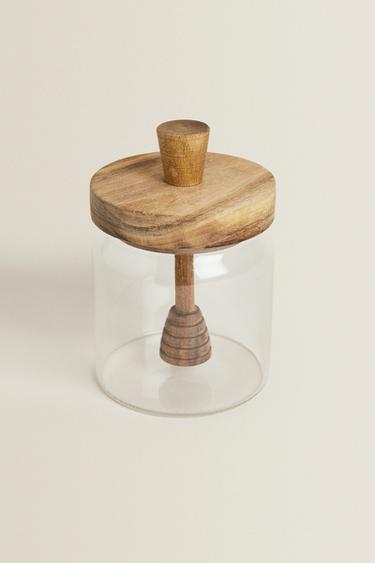 BOROSILICATE GLASS AND WOOD HONEY JAR - Light beige by Zara - Image 8