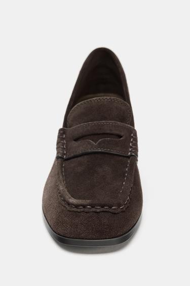 SPLIT SUEDE HEELED LOAFERS - Brown by Zara - Image 5