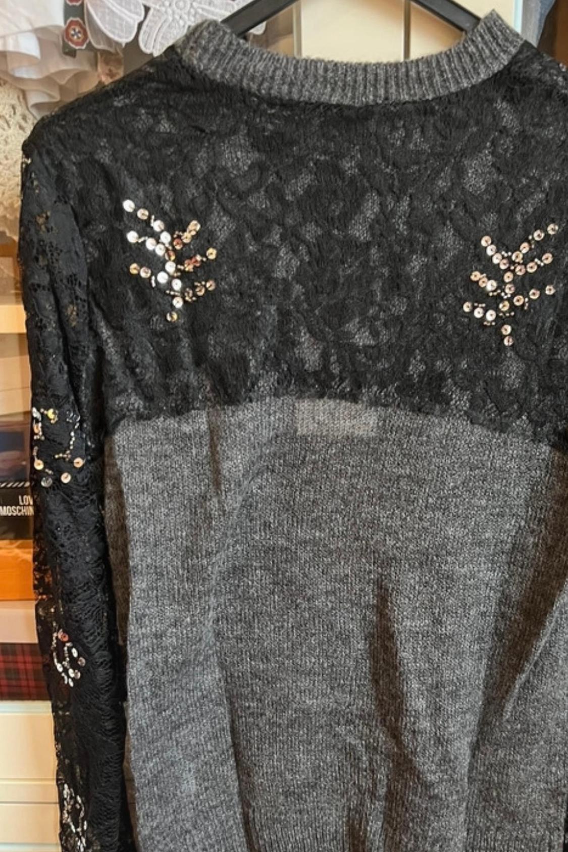 KNIT SWEATER WITH LACE AND SEQUINS - Image 3
