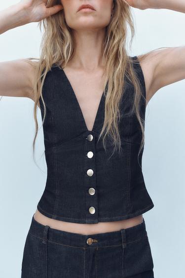 Zaras KORT TOPP Z1975 I DENIM - Blå