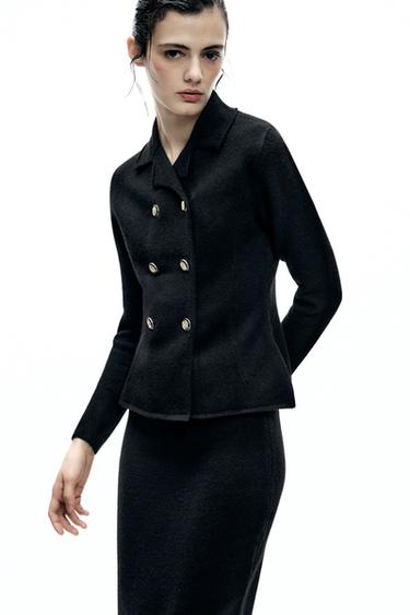 BLAZER CRUZADA 100% LANA - Negro de Zara