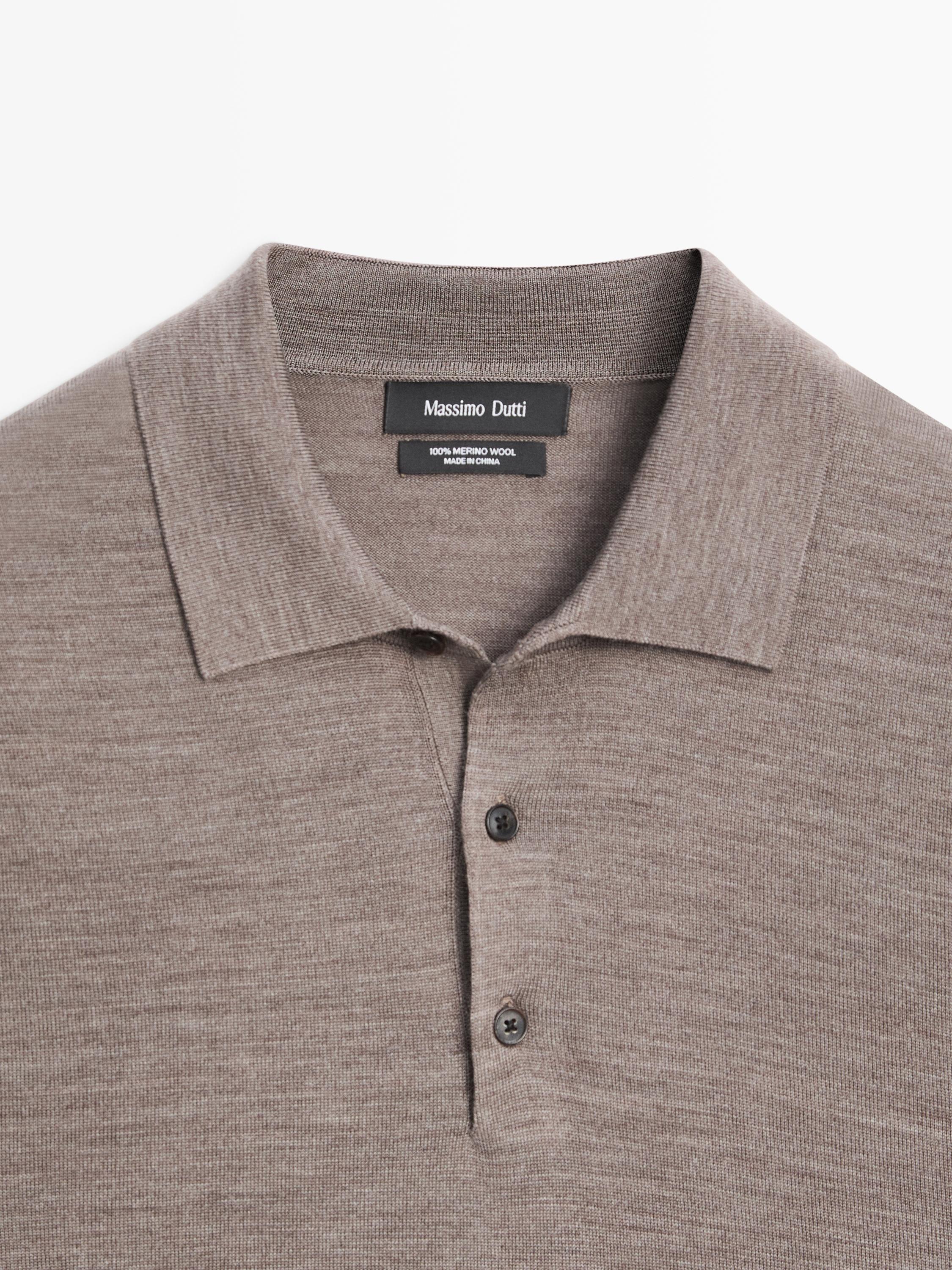 100% wool knit sweater with polo collar
