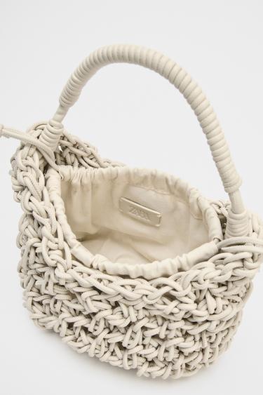SAC À MAIN TRESSÉ À SURPIQÛRES - Écru de Zara - Image 6