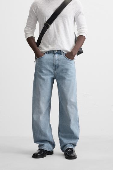 JEANS MED STRUKTUR - RELAXED FIT - blå fra Zara
