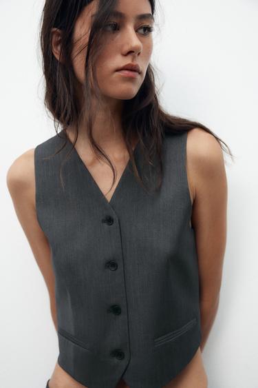 CHALECO RAYA DIPLOMÁTICA - Gris antracita de Zara