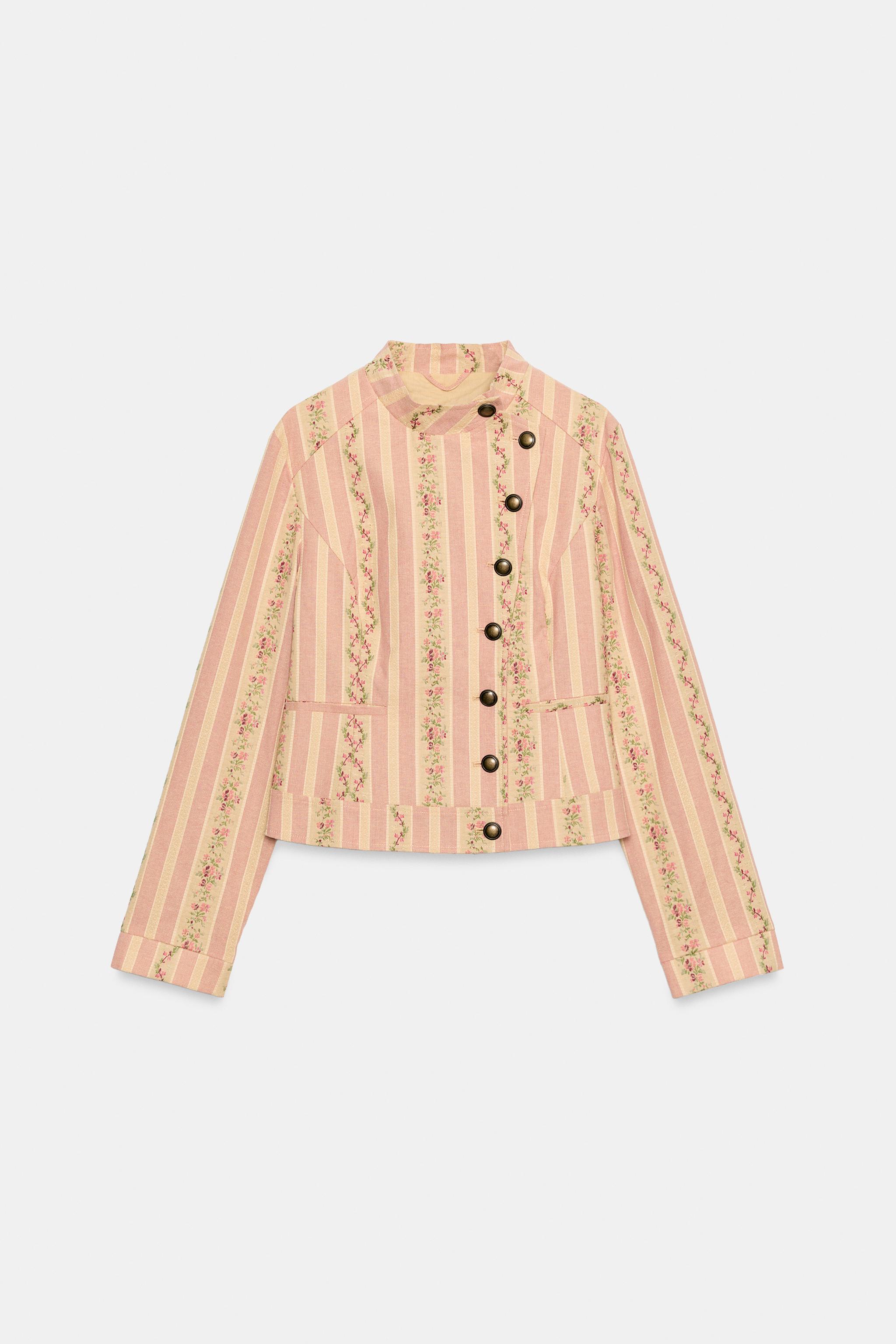 STRIPED FLORAL JACQUARD JACKET