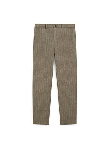 Zara Striped linen trousers - Green