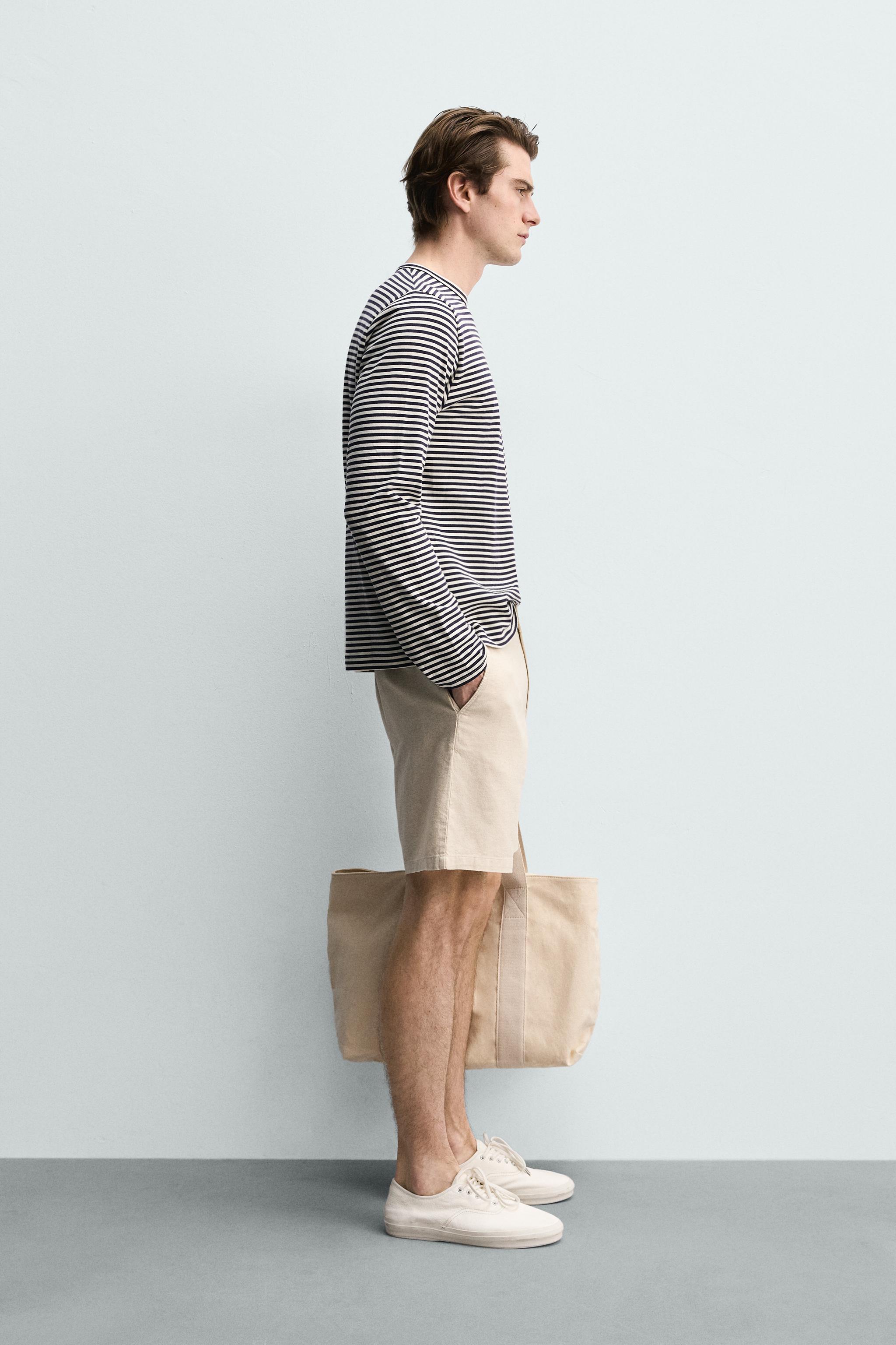 Zara DOKULU REGULAR FIT BERMUDA görsel 4