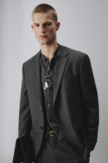 PINSTRIPE SUIT BLAZER - Anthracite Grey by Zara - Image 5