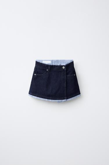 STRIPED CONTRAST DENIM SKIRT - Blue by Zara - Image 0