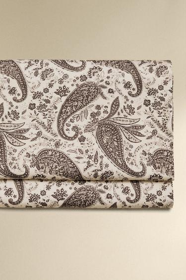 PAISLEY PRINT SATEEN FLAT SHEET - Brown by Zara