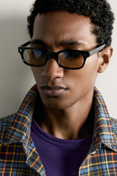 Zara RELAXED FIT PLAID SHIRT - Blue