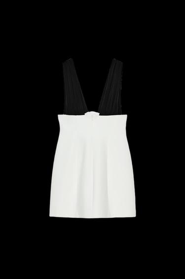 VESTIDO MINI COMBINADO - Blanco / Negro de Zara