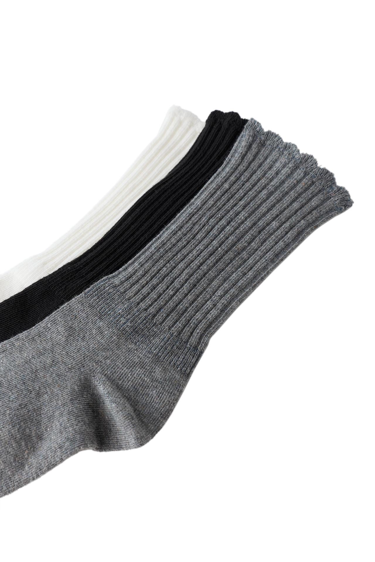 TERRY CREW SOCKS - THREE PACK — Black / White