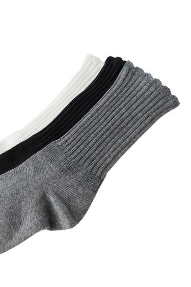 TERRY CREW SOCKS - THREE PACK — Black / White 2