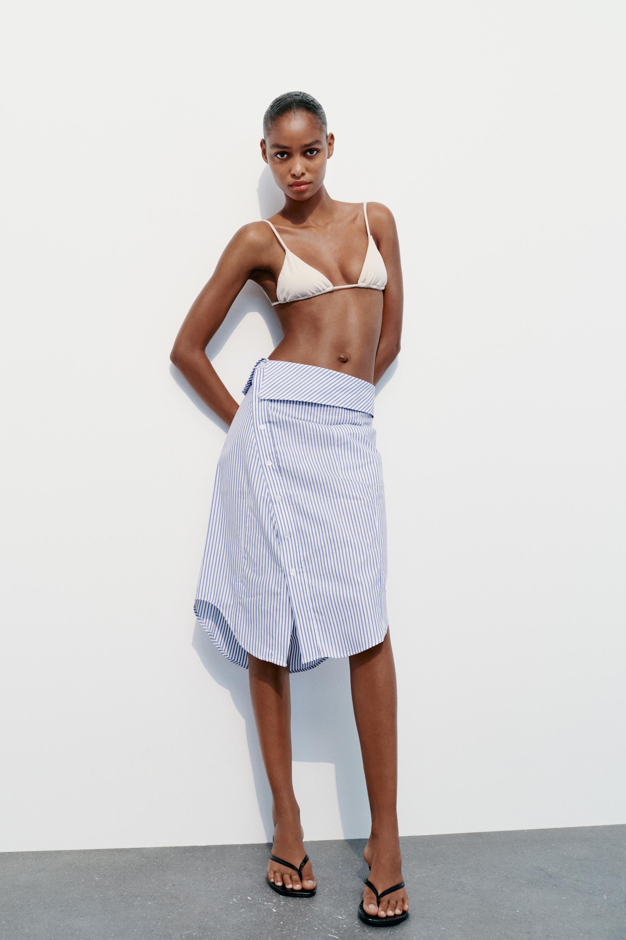 ASYMMETRIC MIDI SKIRT - Blue / Navy | ZARA United States