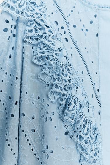 CHEMISE BRODERIES PERFORÉES - Bleu pastel de Zara - Image 8