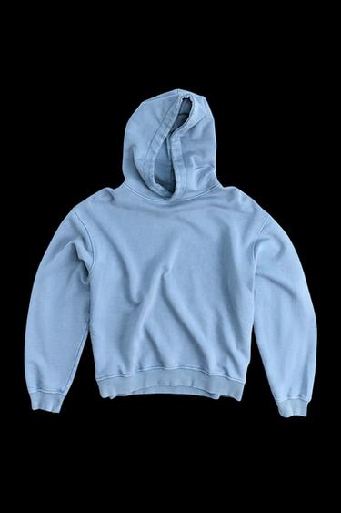 SWEATSHIRT MIT KAPUZE IM WASHED-LOOK - Blau von Zara