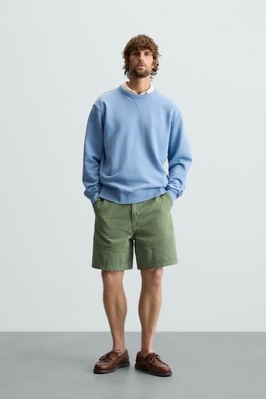 SUDADERA LAVADA CREW NECK - Azul lavado de Zara - Imagen 0